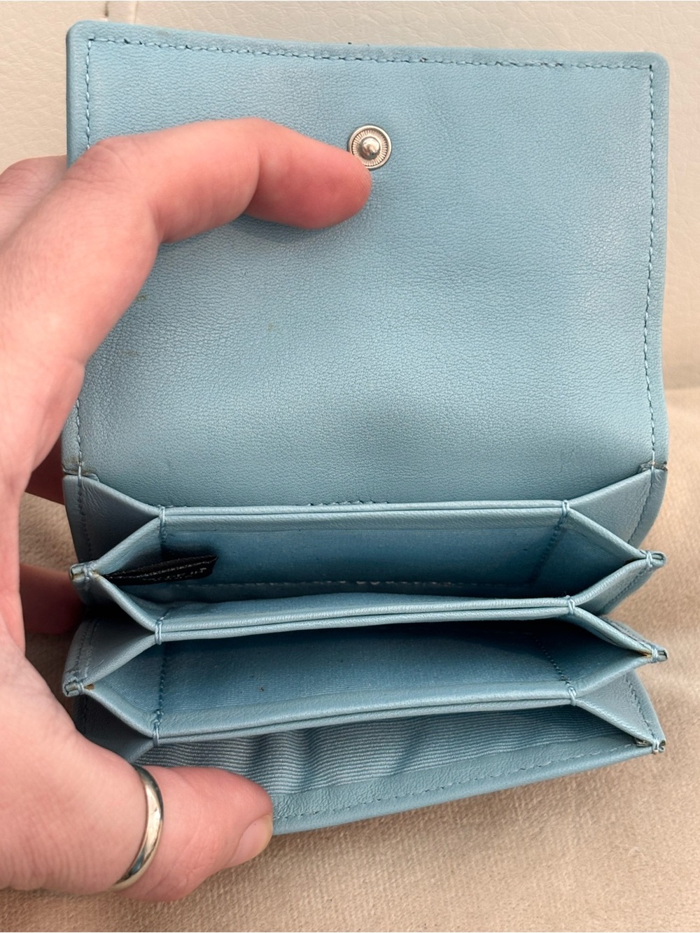 COACH Legacy Light Blue Compact Accordian Wallet NEW - Picture 9 of 14